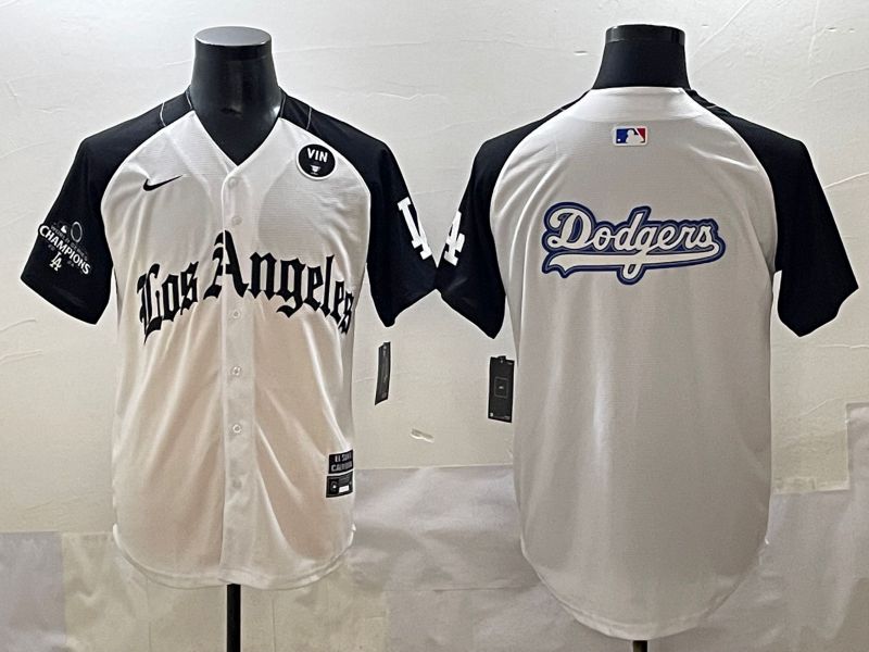 Men 2025 Los Angeles Dodgers Blank White black Five generations Joint Name Nike MLB Jersey style 52616->los angeles dodgers->MLB Jersey